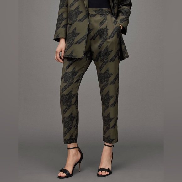 All Saints Aleida Houndstooth Toni Tapered Trousers Sz 10 - Picture 8 of 8